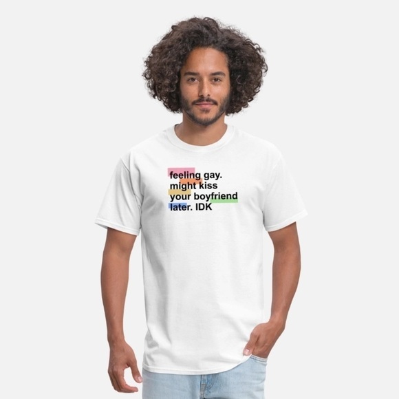 Spencer’s Feelin' Gay Pride T Shirt White Multi Unisex Size XL NWOT - Picture 2 of 6